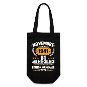 Cadeau D'anniversaire Rétro 81 Ans Novembre 1941 - Sac à bouteille - noir - Devant