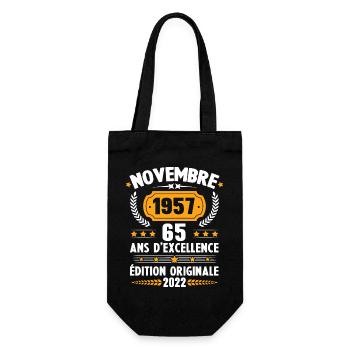 Cadeau D'anniversaire Rétro 65 Ans Novembre 1957 - Sac à bouteille - noir - Devant