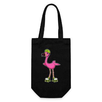 Flamingo Rollschuhfahren Rollschuhe - Geschenkbeutel für Flaschen - Schwarz - Vorne