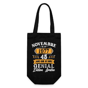 Cadeau D'anniversaire 45 Ans Novembre 1977 Rétro - Sac à bouteille - noir - Devant