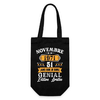 Cadeau D'anniversaire 51 Ans Novembre 1971 Rétro - Sac à bouteille - noir - Devant