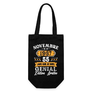 Cadeau D'anniversaire 55 Ans Novembre 1967 Rétro - Sac à bouteille - noir - Devant