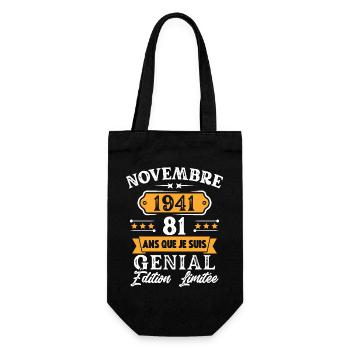 Cadeau D'anniversaire 81 Ans Novembre 1941 Rétro - Sac à bouteille - noir - Devant