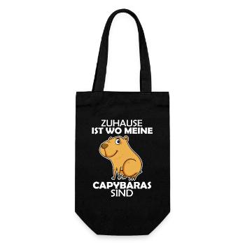 Capybara Wasserschwein - Geschenkbeutel für Flaschen - Schwarz - Vorne