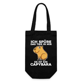 Capybara Wasserschwein - Geschenkbeutel für Flaschen - Schwarz - Vorne
