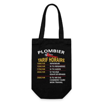 Plombier Tarif horaire cadeau pour plombier - Sac à bouteille - noir - Devant