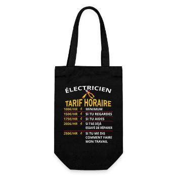 Tarif horaire électricien cadeau pour électriciens - Sac à bouteille - noir - Devant