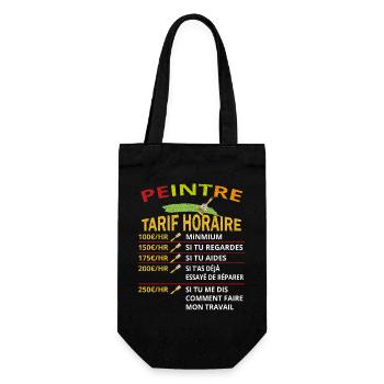 Tarif horaire peintre cadeau pour peintres - Sac à bouteille - noir - Devant