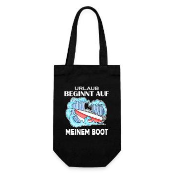 Urlaub Motorboot Kapitän Bootsführerschein - Geschenkbeutel für Flaschen - Schwarz - Vorne