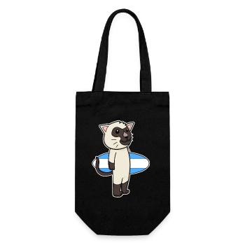 Surfboard Cat Siamese Cat Surfing Gift - Gift Bag for Bottles - black - Front