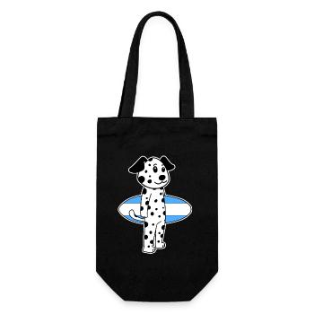 Surfboard Dog Dalmatian Surfing Gift - Gift Bag for Bottles - black - Front