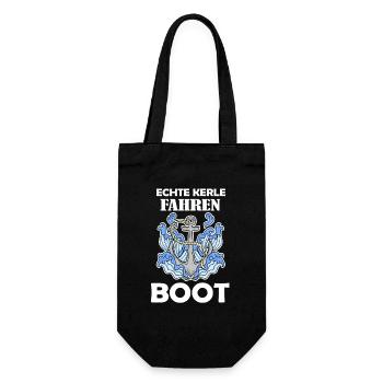 Motorboot Kapitän Bootsführerschein - Geschenkbeutel für Flaschen - Schwarz - Vorne