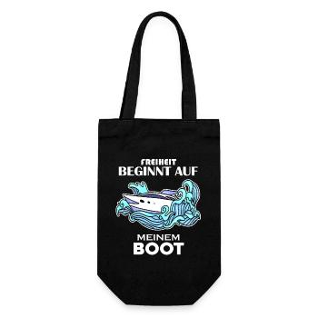 Motorboot Kapitän Boot Boote Seefahrt Geschenk - Geschenkbeutel für Flaschen - Schwarz - Vorne