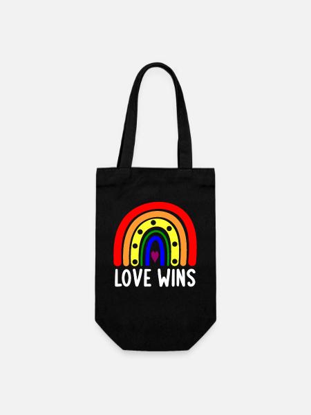 L’amour gagne Boho Rainbow Peace Sign Pride Lesbian Ga - Sac à bouteille - noir