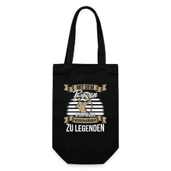 Bogenschiessen mit dem Bogen in den Händen - Geschenkbeutel für Flaschen - Schwarz - Vorne