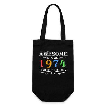 1974 - Jahrgang 1974 - Fantastisch seit 1974 - Geschenkbeutel für Flaschen - Schwarz - Vorne