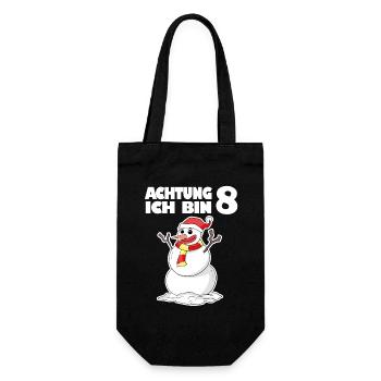 8.Geburtstag Schneemann 8 Jahre Geschenk - Geschenkbeutel für Flaschen - Schwarz - Vorne