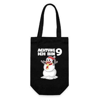9.Geburtstag Schneemann 9 Jahre Geschenk - Geschenkbeutel für Flaschen - Schwarz - Vorne
