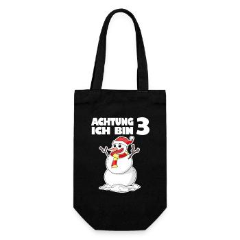 3.Geburtstag Schneemann 3 Jahre Geschenk - Geschenkbeutel für Flaschen - Schwarz - Vorne