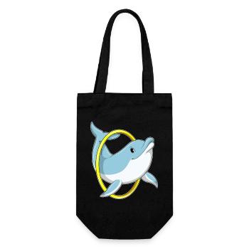 Dolphin with ring - Gift Bag for Bottles - black - Front