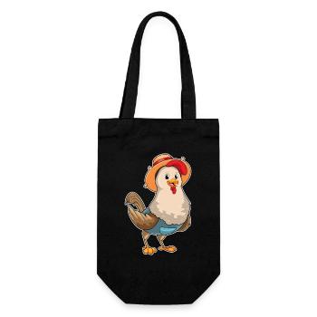 Huhn Landwirt Bauernhof - Geschenkbeutel für Flaschen - Schwarz - Vorne