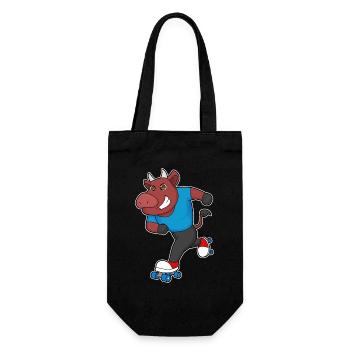Stier Rollschuhfahren Rollschuhe - Geschenkbeutel für Flaschen - Schwarz - Vorne
