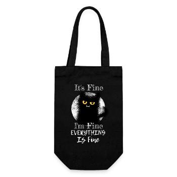 I'm Fine Everything Is Fine Wuschelige Katze - Geschenkbeutel für Flaschen - Schwarz - Vorne