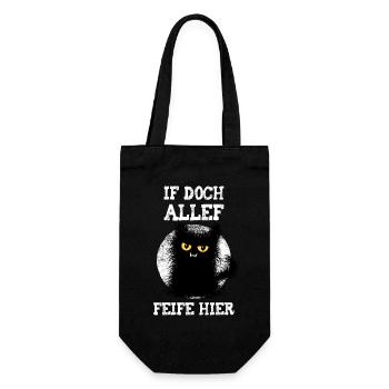 Allef Feife Hier Wuschelige Katze Muffel Mieze - Geschenkbeutel für Flaschen - Schwarz - Vorne