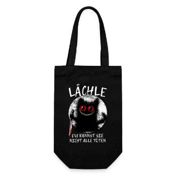 Lächle Du Kannst Sie Nicht Alle Töten Grinsekatze - Geschenkbeutel für Flaschen - Schwarz - Vorne