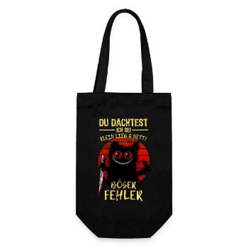 Böser Fehler Grinsekatze Verrückte Katze Messer - Geschenkbeutel für Flaschen - Schwarz - Vorne