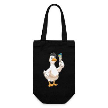 Duck Painter Brush Painting - Gift Bag for Bottles - black - Front