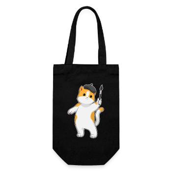 Cat Painter Brush Painting - Gift Bag for Bottles - black - Front