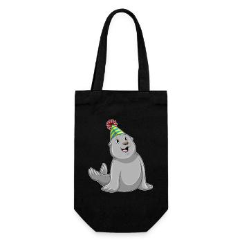 Seal Birthday Party Hat - Gift Bag for Bottles - black - Front