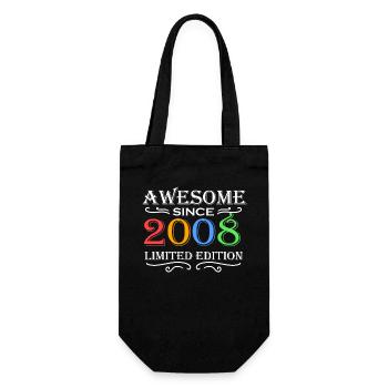 2008 - Jahrgang 2008 Geschenk - Geschenkbeutel für Flaschen - Schwarz - Vorne