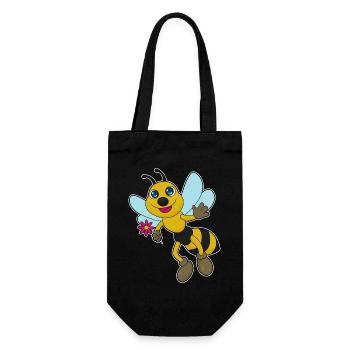 Biene Blume - Geschenkbeutel für Flaschen - Schwarz - Vorne