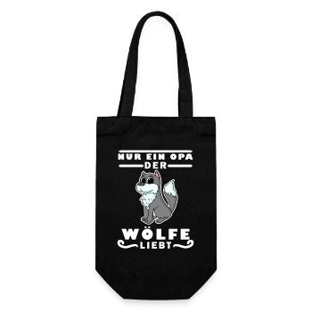 Opa Großvater Wolf Wölfe - Geschenkbeutel für Flaschen - Schwarz - Vorne