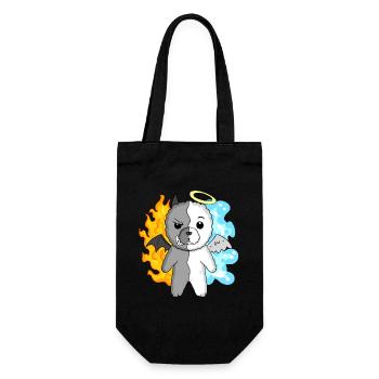 Chien Bichon Frise - Ange et Diable - Sac à bouteille - noir - Devant