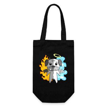 Carlin de chien - Ange et diable - Sac à bouteille - noir - Devant