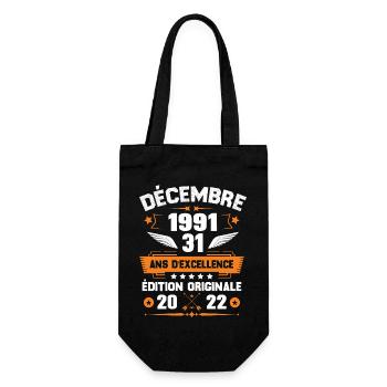 Décembre 1991 Idée Cadeau D'anniversaire 31 Ans - Sac à bouteille - noir - Devant