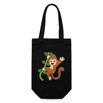 Affe Liane Dschungel - Geschenkbeutel für Flaschen - Schwarz - Vorne