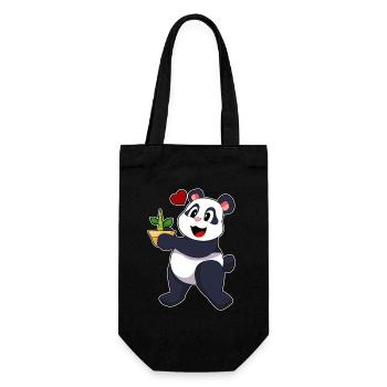 Panda Bambus - Geschenkbeutel für Flaschen - Schwarz - Vorne