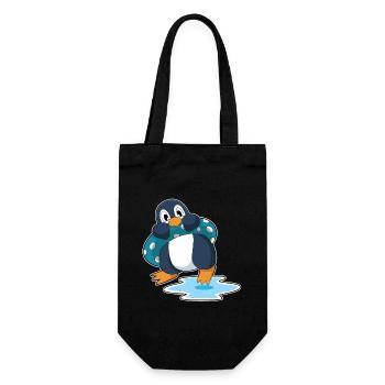 Pinguin Schwimmen Schwimmring Sommer - Geschenkbeutel für Flaschen - Schwarz - Vorne
