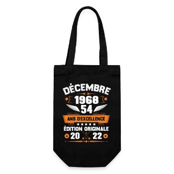 Décembre 1968 Idée Cadeau D'anniversaire 54 Ans - Sac à bouteille - noir - Devant