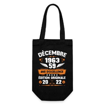 Décembre 1963 Idée Cadeau D'anniversaire 59 Ans - Sac à bouteille - noir - Devant