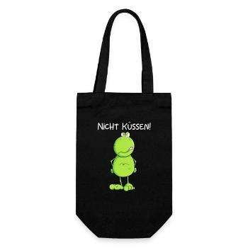 Nicht Küssen Frosch I Statement Kuss Froschkönig - Geschenkbeutel für Flaschen - Schwarz - Vorne