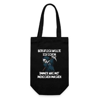 Sensenmann Berufswunsch Mit Menschen - Geschenkbeutel für Flaschen - Schwarz - Vorne