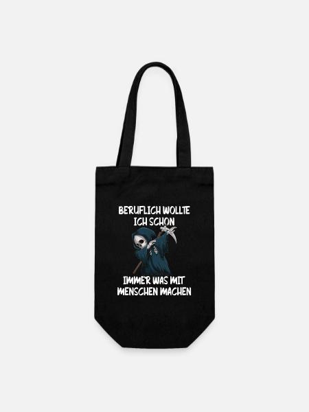 Sensenmann Berufswunsch Mit Menschen - Geschenkbeutel für Flaschen - Schwarz