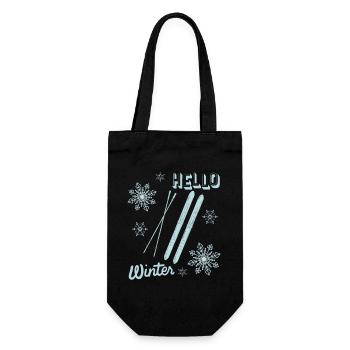 Hello Winter - Skiing Winter Sport - Geschenkbeutel für Flaschen - Schwarz - Vorne