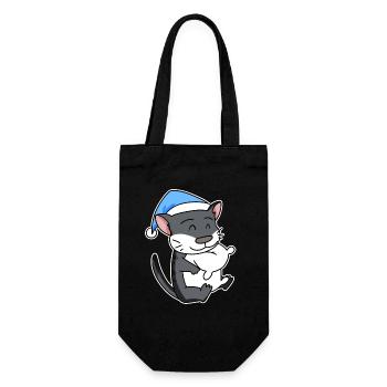Katze Katzenrasse Norwegische Waldkatze - Geschenkbeutel für Flaschen - Schwarz - Vorne