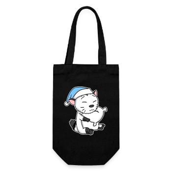 Katze Katzenrasse American Bobtail - Geschenkbeutel für Flaschen - Schwarz - Vorne